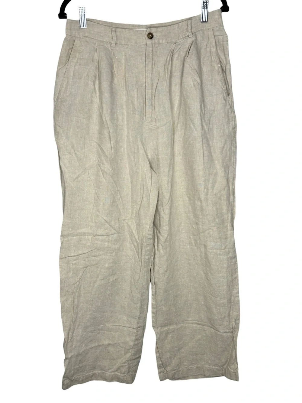 Reformation Beige Linen Trousers Pants Size 10 Minimalist Contemporary